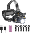 VEVOR Headlamp, Bright LED Rechargeable Headlight, Lightweight Head Flashlight with 16 Lighting Modes, Adjustable Headband & 90° Angle, Zoomable Head Lamp for Camping, Running, Hiking, Fishing