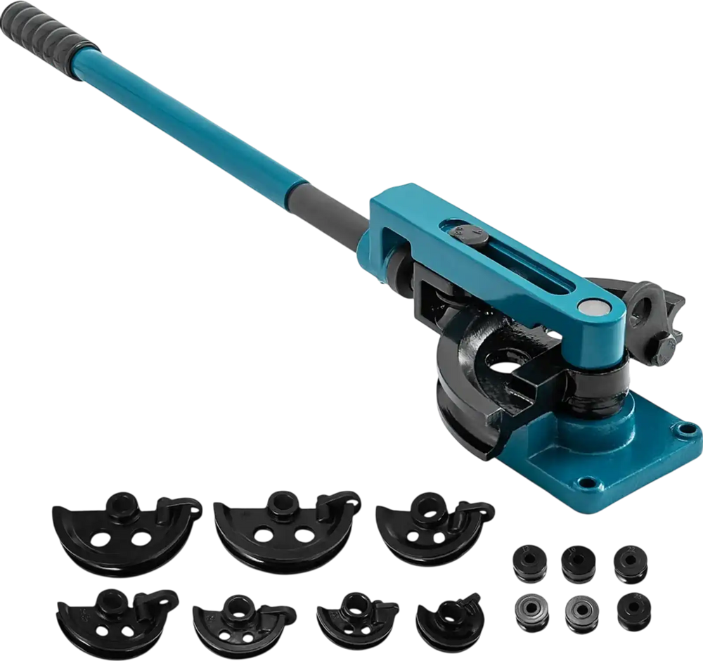 VEVOR Pipe Tube Bender, 3/8" to 1" Manual Pipe Tube Bender, with 7 Dies, Heavy Duty Tube Bender Tubing of Steel Metal Copper, for Repair Shops, Blue
