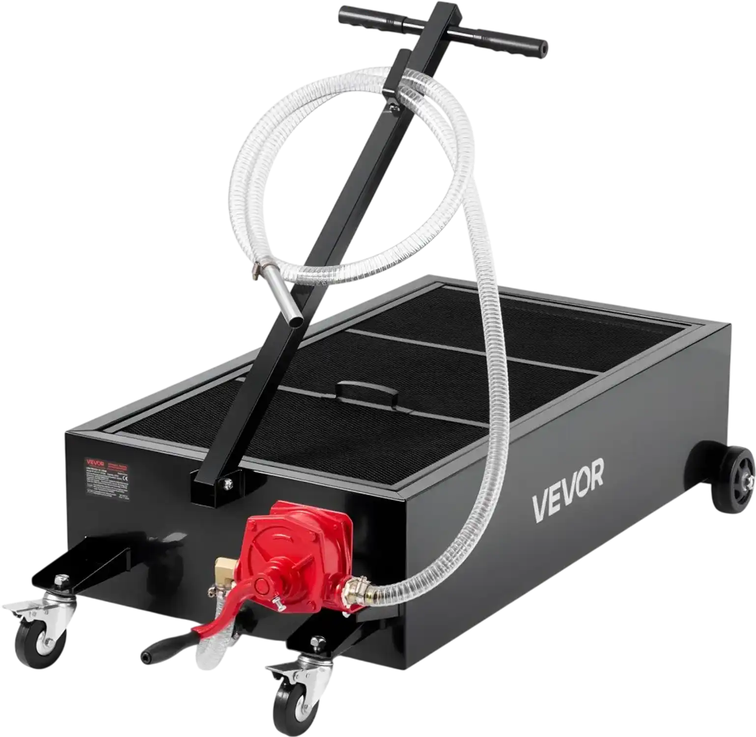 Vevor Oil Drain Pan Low Profile 25 Gallon Rolling Manual Pump 7.2' Hose Black New