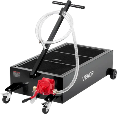 Vevor Oil Drain Pan Low Profile 25 Gallon Rolling Manual Pump 7.2' Hose Black New