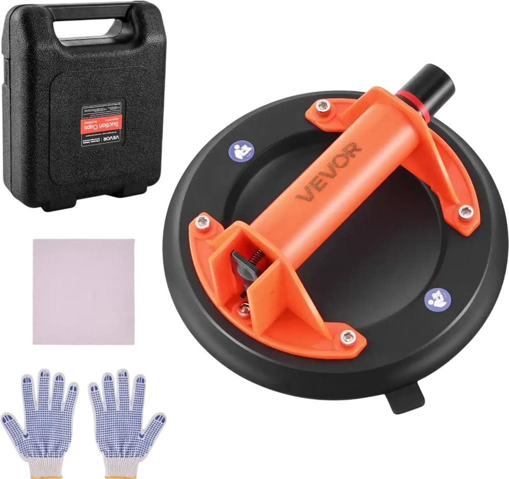 VEVOR Vacuum Suction Cup, 8-Inch Vacuum Glass Lifter with ABS Handle, 400 lbs Max Lifting Capacity Tile Suction Cup Tool with Carrying Case for Lifting Large Tile, Granite, Drywall, Windows (1-Pack)