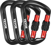 VEVOR Climbing Carabiner Clips, 3 PCS Heavy Duty Caribiner, Professional 30 KN / 6744 lbs Spindle Strength, Large D-Shaped for Hiking,Rappelling,Rescue,Dog Leash,Hammocks, Swings