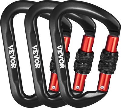 Vevor Carabiner Clips Heavy Duty 30KN D-Shaped 3-Piece Set New