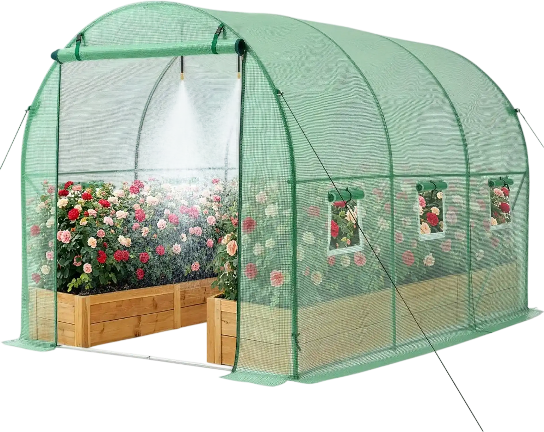 Vevor Greenhouse Walk-In Tunnel Hoop House 10' x 7' x 7' with Watering System Green New