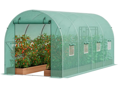 Vevor Greenhouse Walk-In Tunnel 14.6x6.36x6.3' Galvanized Frame PE Cover Green New