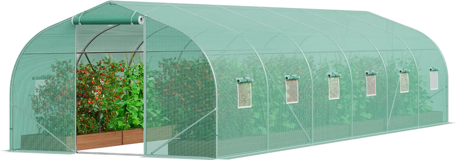 Vevor Tunnel Greenhouse 29.5 x 9.8 x 6.6 ft. Peaked Roof with Steel Frame 12 Windows New