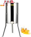 VEVOR Manual Honey Extractor, 3 Frames Honey Spinner Extractor, Stainless Steel Beekeeping Extraction, Honeycomb Drum Spinner with Lid, Apiary Centrifuge Equipment with Height Adjustable Stand