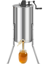 VEVOR Honey Extractor, 2 Frame Manual Honey Spinner with Transparent Lid, Stainless Steel Honeycomb Drum Spinner with Height Adjustable Stand, Honeycomb Extraction Centrifuge Equipment for Beekeeping