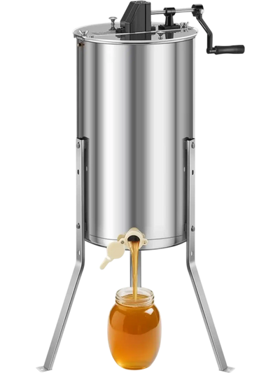 VEVOR Honey Extractor, 2 Frame Manual Honey Spinner with Transparent Lid, Stainless Steel Honeycomb Drum Spinner with Height Adjustable Stand, Honeycomb Extraction Centrifuge Equipment for Beekeeping