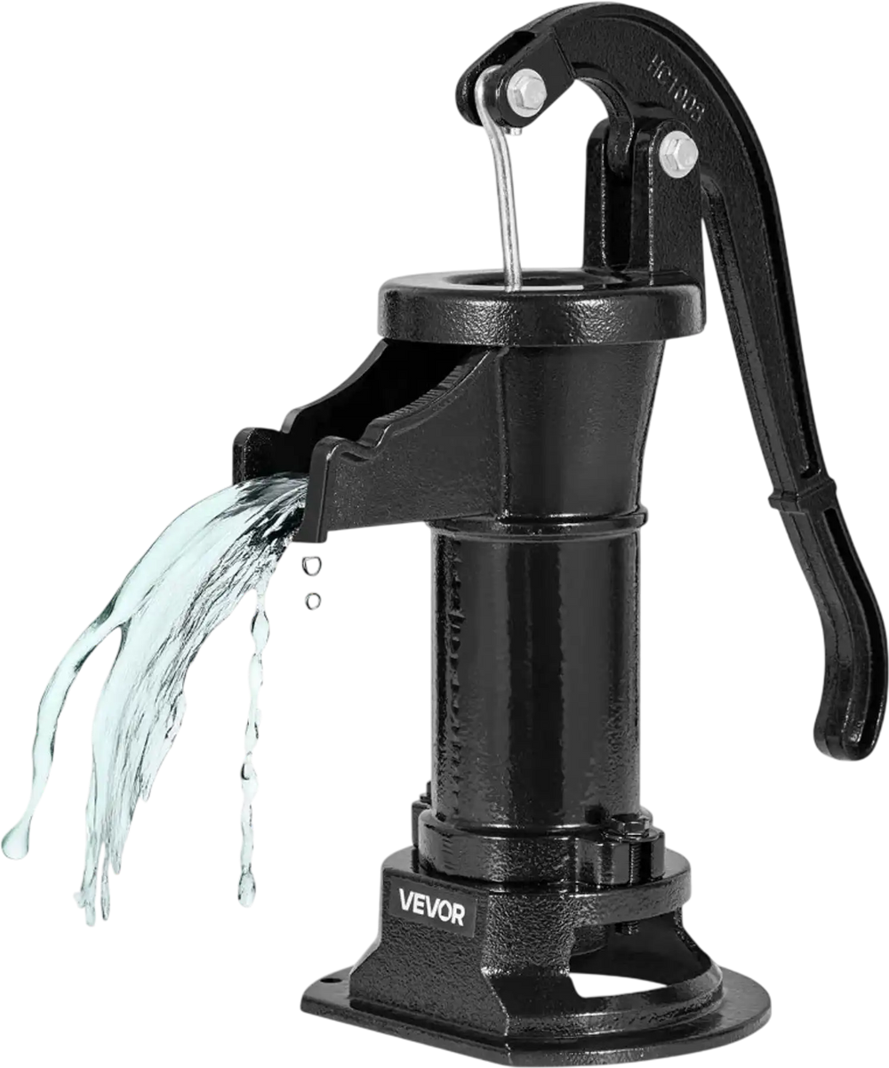 VEVOR Well Hand Pitcher Pump, 25 ft Maximum Lift, Antique Cast Iron Manual Hand Water Pump, NPT 1-1/4 in Connection, Easy Installation, Old Fashioned for Outdoor Garden, Pond, Backyard, Farm, Black