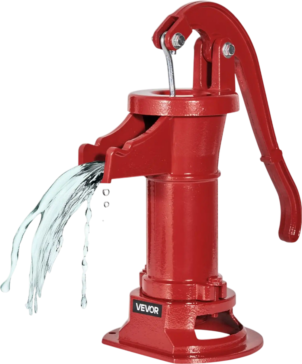 VEVOR Well Hand Pitcher Pump, 25 ft Maximum Lift, Antique Cast Iron Manual Hand Water Pump, NPT 1-1/4 in Connection, Easy Installation, Old Fashioned for Outdoor Garden, Pond, Backyard, Farm, Red