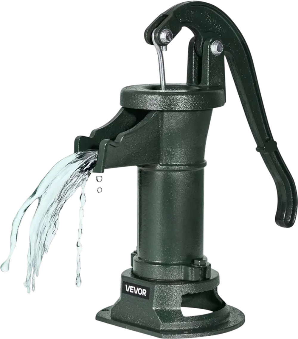 VEVOR Well Hand Pitcher Pump, 25 ft Maximum Lift, Antique Cast Iron Manual Hand Water Pump, NPT 1-1/4 in Connection, Easy Installation, Old Fashioned for Outdoor Garden, Pond, Backyard, Farm, Green