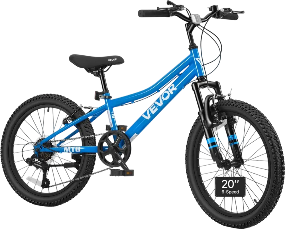 VEVOR Mountain Bike for Men and Women 20 inch Outdoor Bicycle 6 Speeds, Adult Bikes, Front Suspension, Adjustable Saddle, All-Terrain Tires, High Carbon Steel Frame, Dual Brake, Pre-Assembled