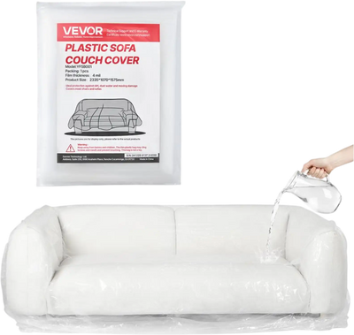 Vevor Plastic Couch Cover 4 Mil Clear Heavy-Duty Sofa Protector 92 x 62 x 42