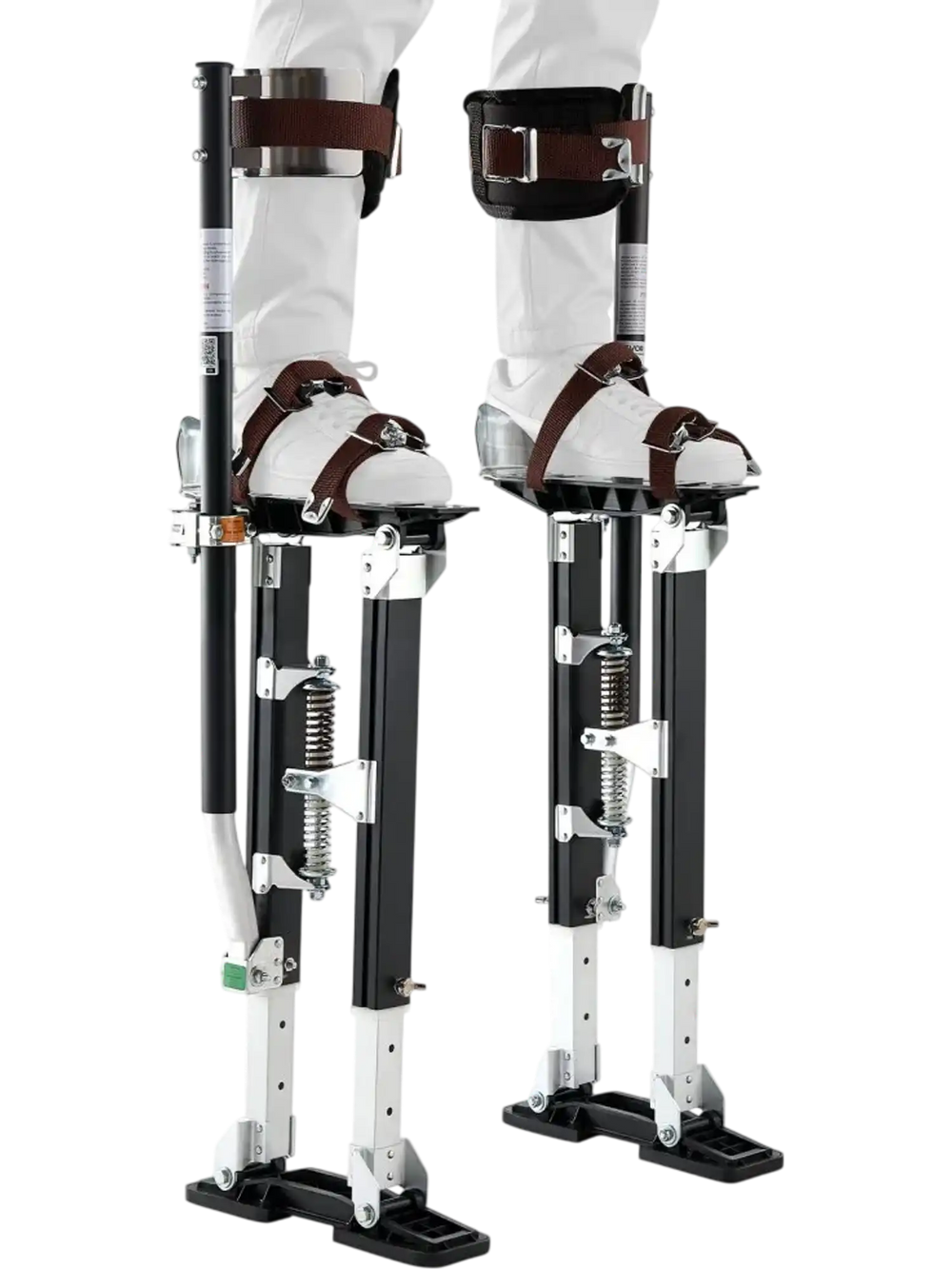 VEVOR Drywall Stilts, 19.1–31.1 in Adjustable Aluminum Painter Stilts, 228 lbs Load Capacity, Non-Slip Rubber Feet, Dual Spring Shock Absorption, Comfortable Leg Straps for Painting, Decoration, Black