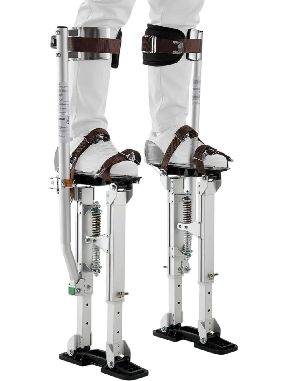 VEVOR Drywall Stilts, 16.1–24.1 in Adjustable Aluminum Painter Stilts, 228 lbs Load Capacity, Non-Slip Rubber Feet, Dual Spring Shock Absorption, Comfortable Leg Straps for Painting, Decoration,Silver