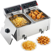 VEVOR Commercial Electric Deep Fryer, Upgrade Dual Tank 19 Qt, 3500W Stainless Steel Countertop Fryer with Baskets & Lids, Temp Control, Timer, Overheat Protection, for Commercial Restaurant, Silver
