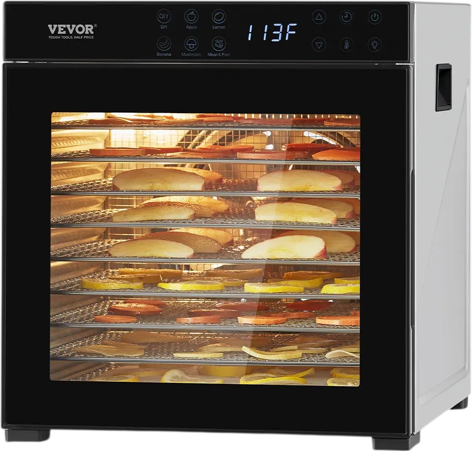 Vevor Food Dehydrator 25L 10 Tray Capacity with Adjustable Temp Timer 1000W New