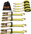 VEVOR Ratchet Tie Down Straps (4PK), 10000 lb Break Strength, Double J Hook Includes 4 Premium 2" x 27' Rachet Tie Downs with Padded Handles, for Moving Securing Cargo, Appliances, Lawn Equipment