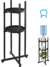 VEVOR Water Dispenser Stand, 2 Tiers Water Jug Holder for 1 Bottle, Heavy Duty Jug Rack Organizer with Detachable Storage Shelf, Cross-Shaped Stable Base, for Kitchen, Office, Living Room, Black