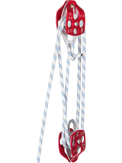 Twin Sheave Block and Tackle 0.43-0.5Inch 100-200Ft Twin Sheave Block with Braid Rope 30-35KN 6600-7705LBS Double Pulley Rigging (1/2