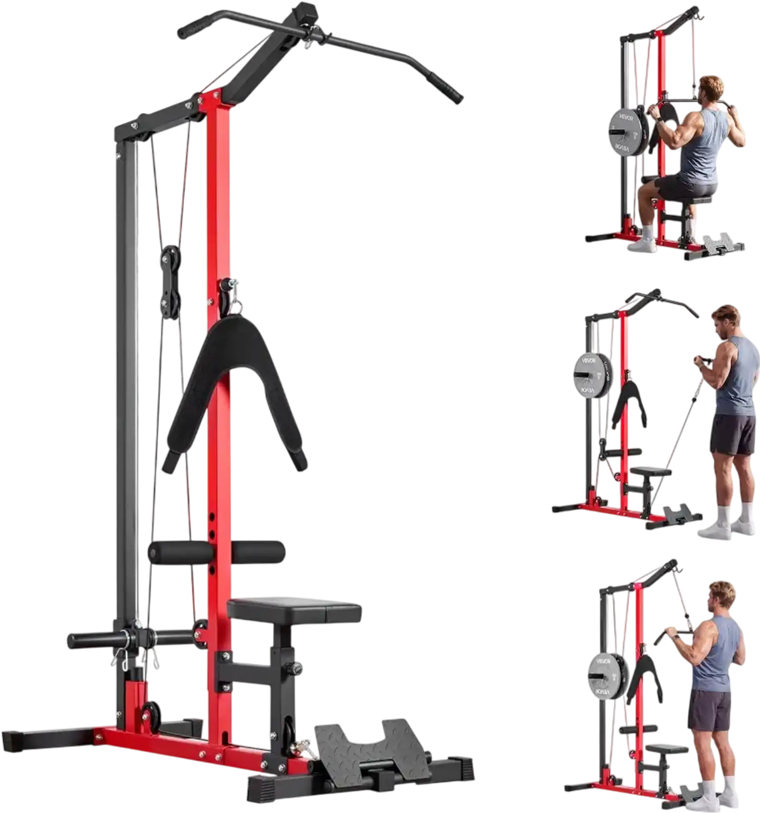 Vevor Lat Pulldown Machine 3-in-1 Row Cable Home Gym Black New