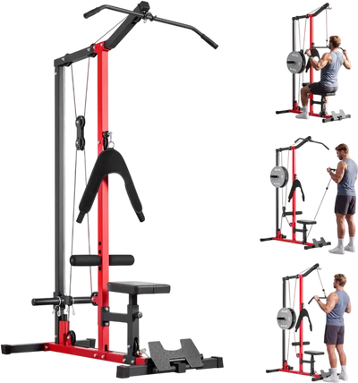 Vevor Lat Pulldown Machine 3-in-1 Row Cable Home Gym Black New