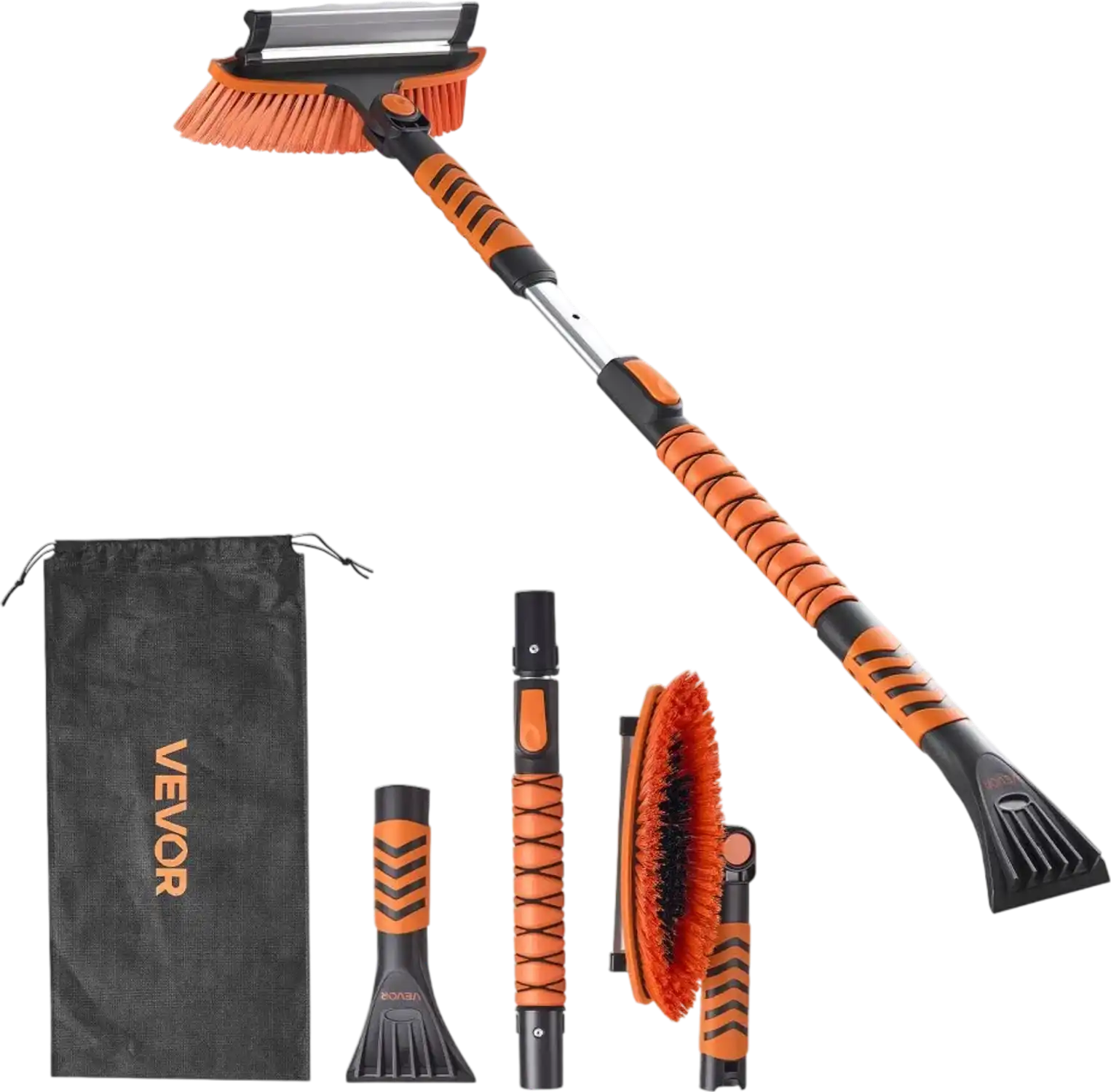Vevor Snow Brush 3-in-1 Extendable Car Snow Remover with Pivoting Brush Head, Squeegee & Ice Scraper New