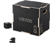 VEVOR 3-in-1 Wooden Plyo Box, 12/14/16-Inch, Non-Slip Plyometric Jump Boxes, for Home Gym, Step-Up Training Exercise Platform with Smooth Edges, Built-In Handles, Pre-Drilled Holes & Stable Support