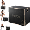 VEVOR 3-in-1 Wooden Plyo Box, 16/20/24-Inch, Non-Slip Plyometric Jump Boxes, for Home Gym, Step-Up Training Exercise Platform with Smooth Edges, Built-In Handles, Pre-Drilled Holes & Stable Support