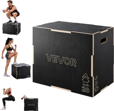 Vevor Plyometric Jump Box 3-in-1 Wooden 16/20/24