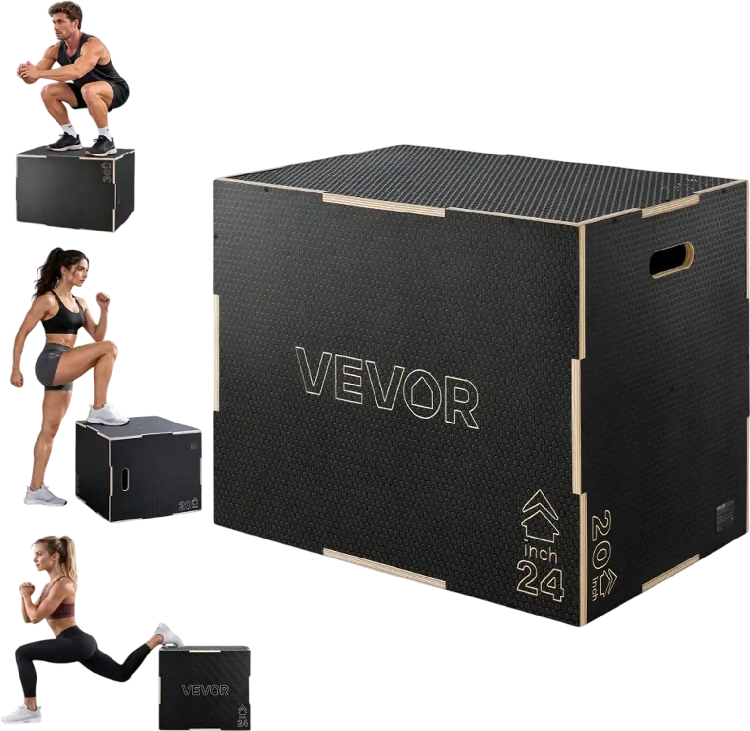 Vevor Plyometric Jump Box 3-in-1 Wooden 20/24/30