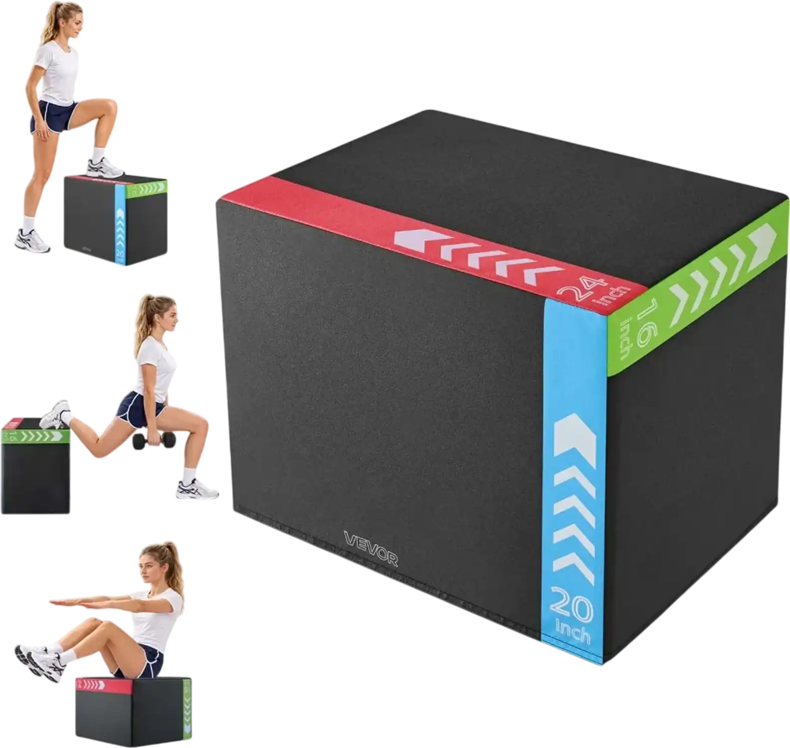 Vevor Plyometric Jump Box 3-in-1 High-Density Foam 16/20/24