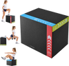 VEVOR 3-in-1 Rebonded Foam Plyo Box, 16/20/24-Inch, Plyometric Jump Boxes, for Home Gym, Non-Slip Step-Up Training Exercise Platform with Impact Cushioning, PVC Mesh, Shape Retention & Stable Support