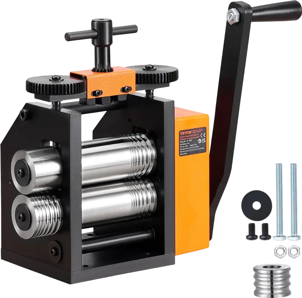 VEVOR Rolling Mill, 2.95"/75 mm Jewelry Rolling Mill Machine, 1: 2 Gear Ratio, 3-in-1 Multi-function Rolling Mill, 0.03-6.5mm Press Thickness for Metal Jewelry Making Sheet Square Wire Semicircle