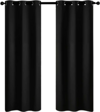 VEVOR Blackout Curtains, 63 Inch Length 2 Panels Set, 42 Inch Wide Each, Thermal Insulated Blackout Light Blocking Drapes, with Grommets, Polyester Curtains for Bedroom Living Room Window, Black