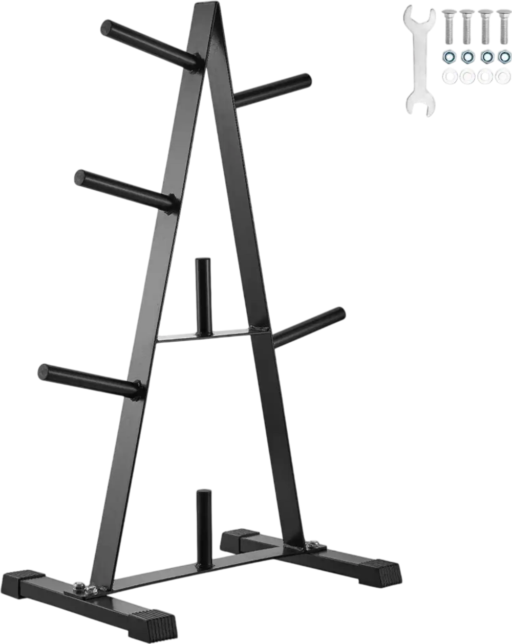 VEVOR Weight Plate Rack, A Frame Weight Plate Tree for 1-Inch Weight Plates, Standard Weight Plate Tree, 500 lbs Load Capacity Weight Storage Holder, Home Gym Barbell Rack Storage Stand, Black