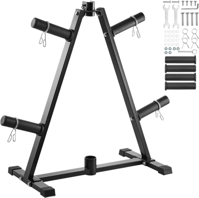VEVOR Weight Plate Rack, A Frame Weight Plate Tree for 2-Inch Weight Plates, Standard Weight Plate Tree, 300 lbs Load Capacity Weight Storage Holder, Home Gym Barbell Rack Storage Stand, Black