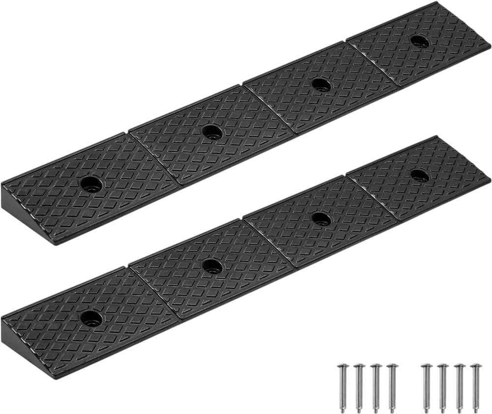 VEVOR Rubber Curb Ramp, 33069 lbs Load Capacity, 2 Inches Rise Height Heavy Duty Rubber Threshold Ramp with Drainage Tank for Wheelchairs, Strollers, Motorcycles, Cars, Lawn Mowers & Trailers, 2 Pack