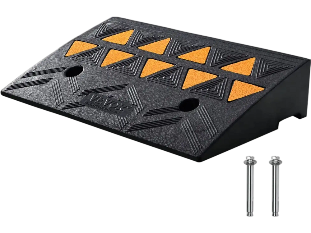 VEVOR Rubber Curb Ramp 4.25" Rise Height Sidewalk Curb Ramp, 11.8" Width 19.7" Length Driveway Ramp for Curb, 15T Heavy Duty Rubber Ramp for Forklifts, Trucks, Buses, Cars, Wheelchairs, Bikes
