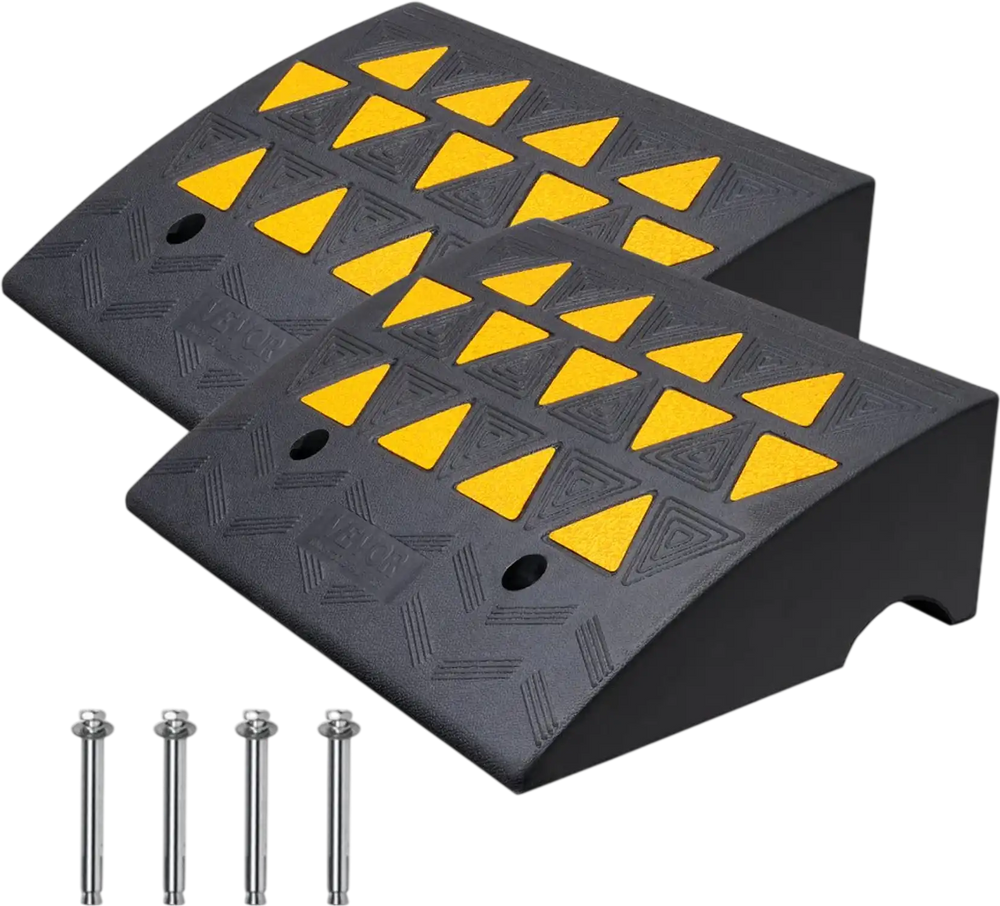 VEVOR Rubber Curb Ramp 2 Pack, 6" Rise Height Heavy-Duty 33069 lbs/15 T Capacity Threshold Ramps, Driveway Ramps with Stable Grid Structure for Cars, Wheelchairs, Bikes, Motorcycles