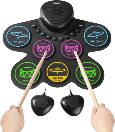 Vevor Electric Drum Set 7-Pad Roll-Up Practice Pad New