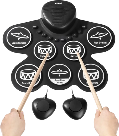 Vevor Electronic Drum Set 7-Pad Roll-Up Drum Practice Pad with Headphone Jack New