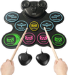 VEVOR Electric Drum Set, 9 Pads, Roll-up Drum Practice Pad, Electronic Drumset with Headphone Jack, Double Pedals, Drum Sticks, Built-in Dual Speakers, MIDI, Portable Instrument Toy for Kids Ages 3+
