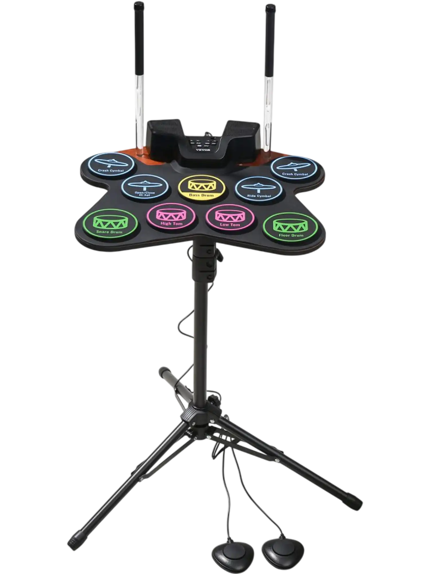Vevor Electronic Drum Set 9-Pad Roll-Up Practice Pad with Stand and Dual Speakers New