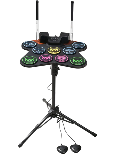Vevor Electronic Drum Set 9-Pad Roll-Up Practice Pad with Stand and Dual Speakers New