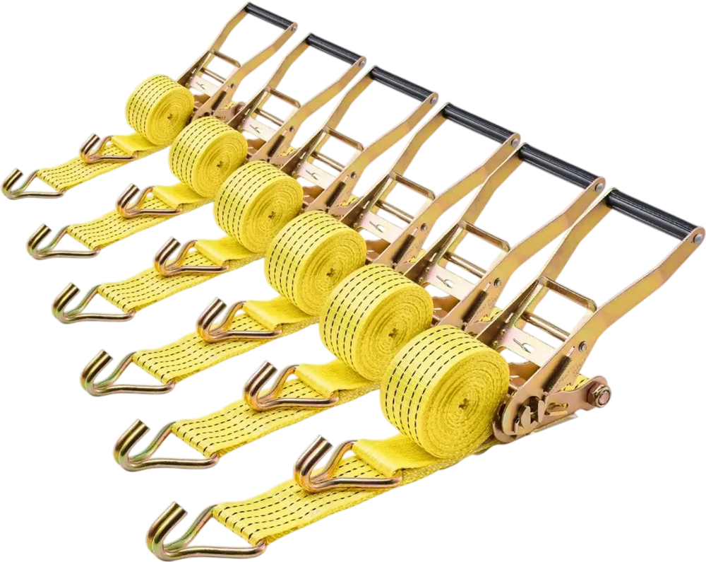 VEVOR Ratchet Straps, 2 in x 15 ft, Heavy Duty Tie Down Straps with Double J Hook, 5000 lbs Break Strength, Carry Bag, Tie Down Ratcheting for Moving, Trailers, Motorcycles, Kayaks, Car Roof, 6 Pack