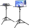 VEVOR Projector Stand, Laptop Stand Tripod Adjustable Height from 26.97 to 63 in, Portable Projector Tripod Stand with Tray & Gooseneck Phone Holder, for Outdoor Movies, Home, Office, Stage or Studio
