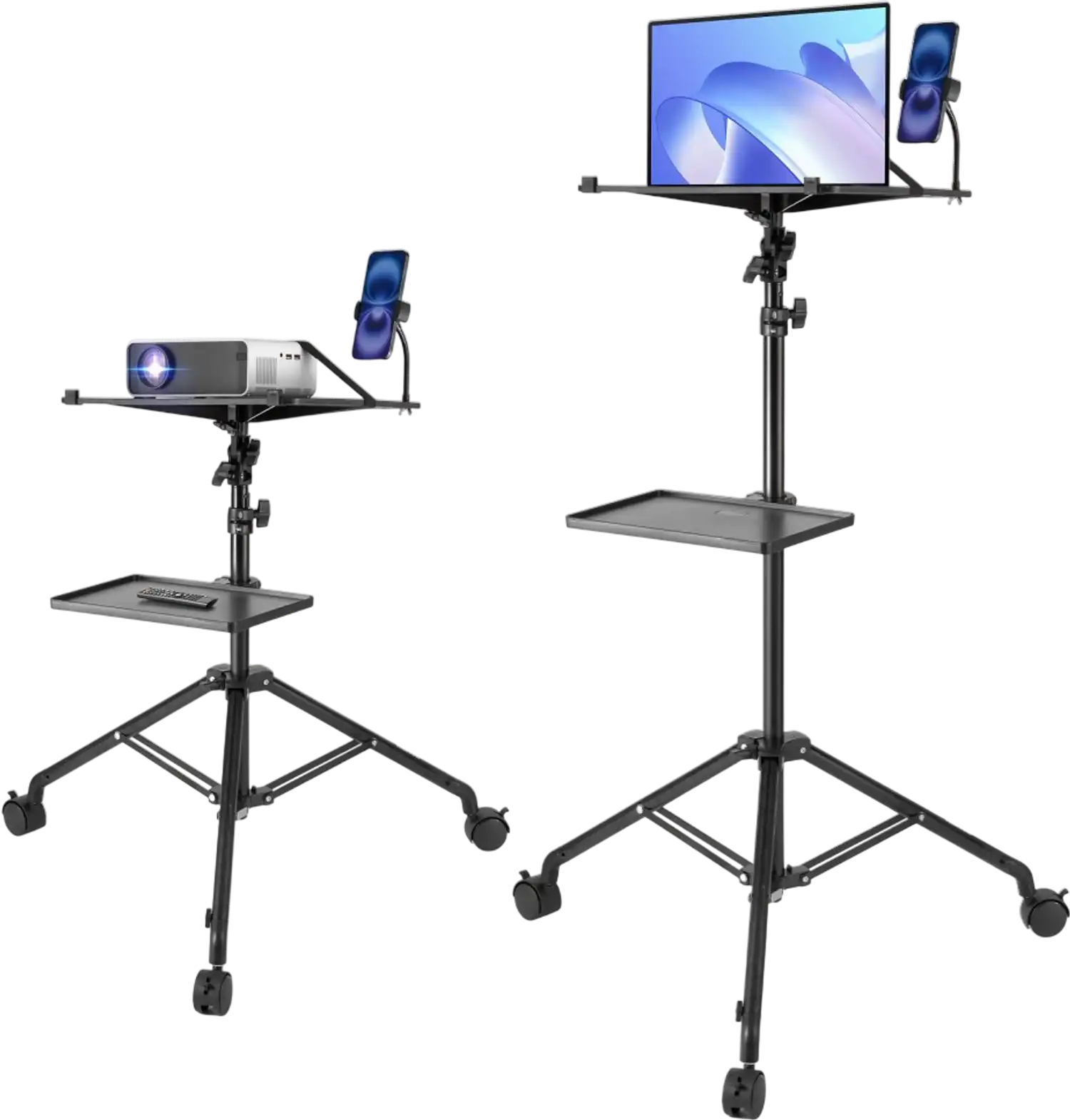 Vevor Projector Stand Adjustable Tripod with Wheels and 2 Trays New