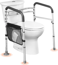 VEVOR Toilet Safety Rail, 300 LBS Foldable Toilet Seat with Non-Slip Handles, Portable Versatile Toilet Handrails with Reinforced Aluminum Alloy Tube, Fit for Seniors, Pregnant Women & the Injured
